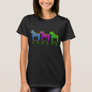 T-shirt 3 Chevaux de Dala, Cheval populaire scandinave col