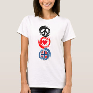 T-shirt 3 de paix d'amour de la Norvège