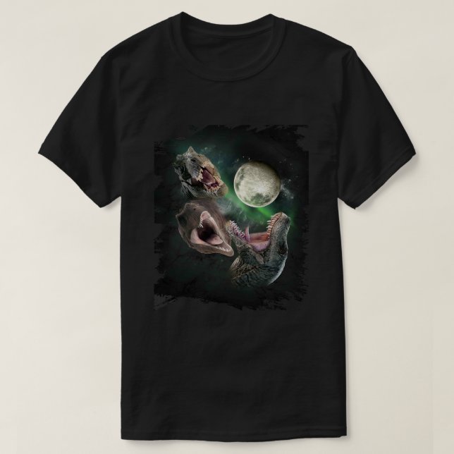 T-shirt 3 dinosaures loup lune dinosaure loups loups hurle (Design devant)
