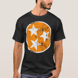 T-shirt 3 Étoiles Tn Orange Et Blanc Distressed Tennessee 