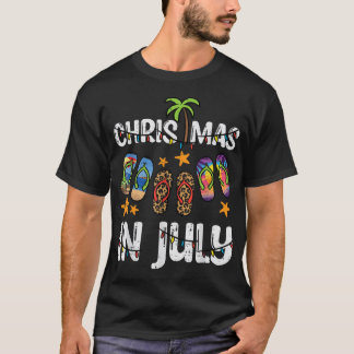 T-shirt 3 Flip Flops Noël En Juillet Été Noël Plage W