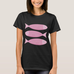 T-shirt 3 Illustrations de poissons sardines en rose