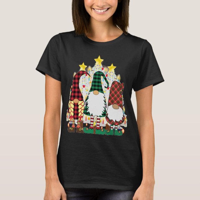 T-shirt 3 mignons Gnomes de Noël suédois Dieu juil nordiqu (Devant)