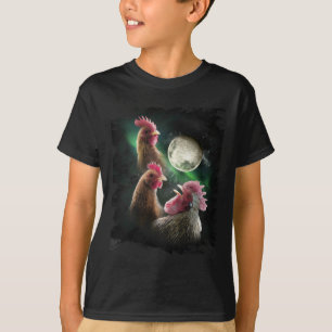 T-shirt 3 poulets lune loup poulets hurlements loups