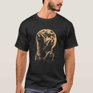 T-shirt 3 Racoon Moon Howling Raccoon Humour Mème Animaux