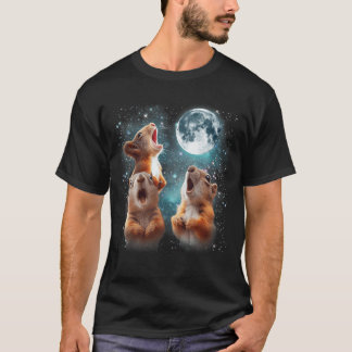 T-shirt 3 Squirrel Moon Howling Squirrel Head Funny for Me