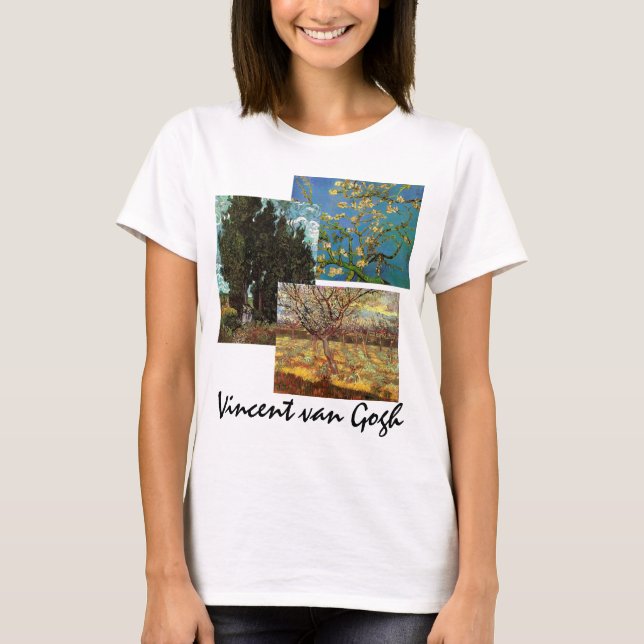 T-shirt 3 van Gogh Trees avec Fleurs Art (Devant)