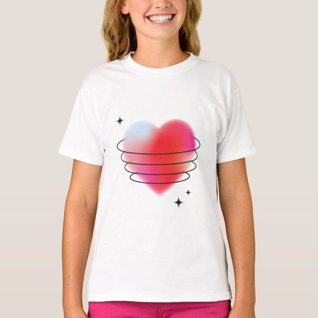 T-shirt 3d espace hitech rouge valentine planète coeur (Devant)