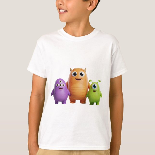 T-shirt 3D Friendly Monster Trio (Devant)