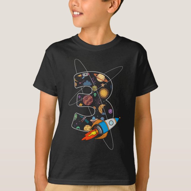 T-shirt 3e anniversaire filles garçons Astronaut 3 ans (Devant)
