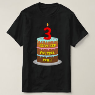 T-shirt 3e anniversaire — Fun Cake & Candle, avec nom pers