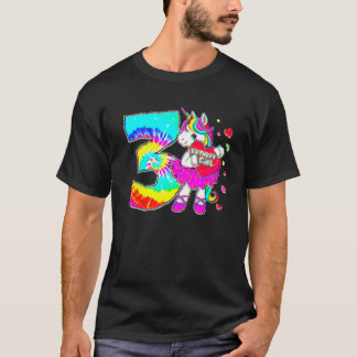 T-shirt 3e Anniversaire Unicorne Pour Filles Âge 3 Tie Dye