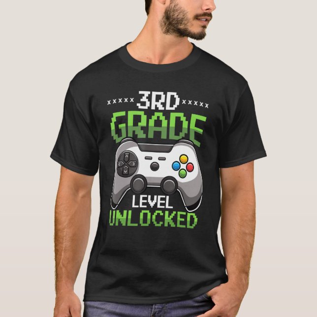 T-shirt 3e Niveau Déverrouillé Retour À L'École Jeu Vidéo (Devant)