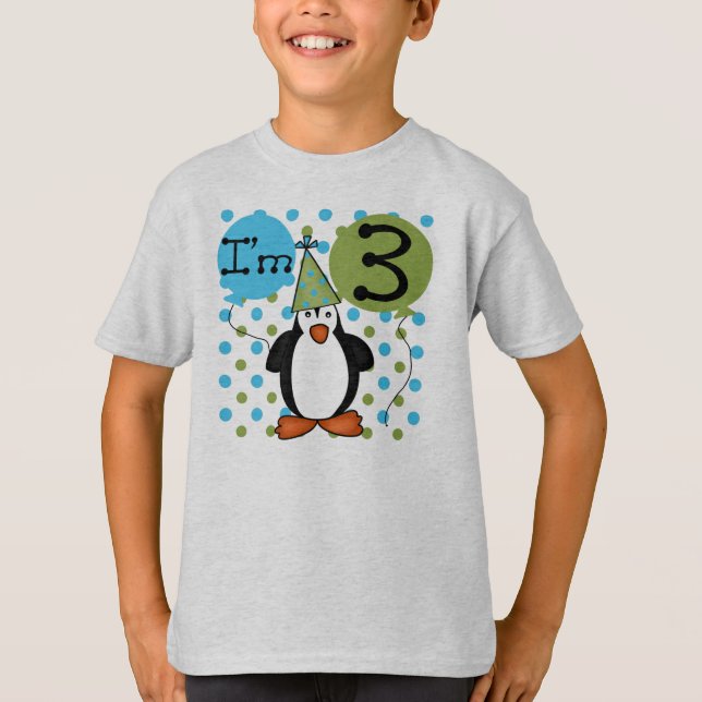 T-shirt 3ème anniversaire de pingouin (Devant)