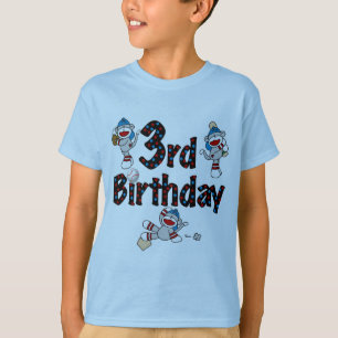 T-shirt 3ème anniversaire du baseball de singe de soie