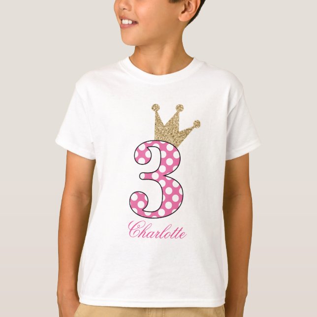 T-shirt 3ème Birthday|Polka Dots|Glitter-Print (Devant)