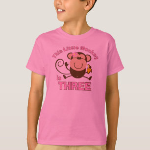 T-shirt 3ème fille d'anniversaire de petit singe