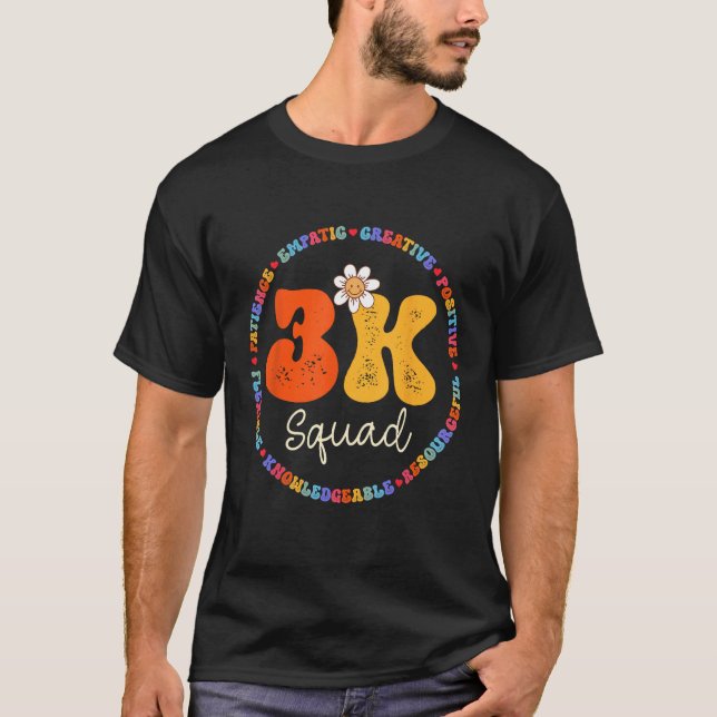 T-shirt 3K Squad Team Crew Teacher Kindergarten Kinder Ele (Devant)
