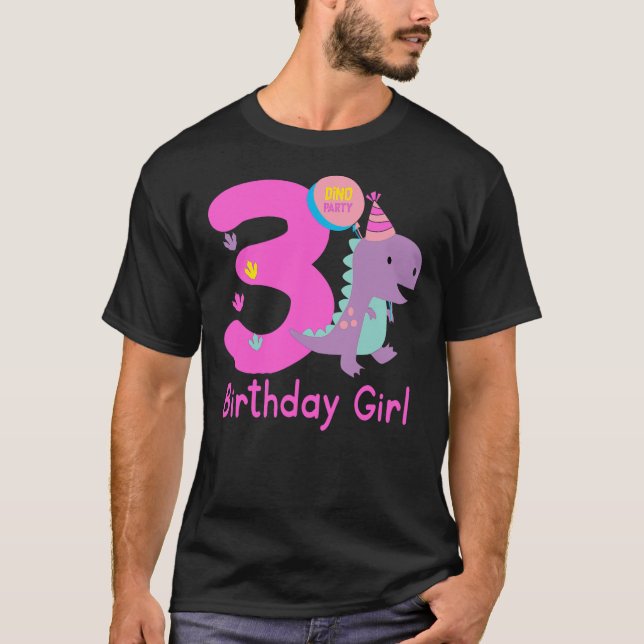 T-shirt 3rd Birthday Dinosaur Girl T-Rex Matching Family P (Devant)