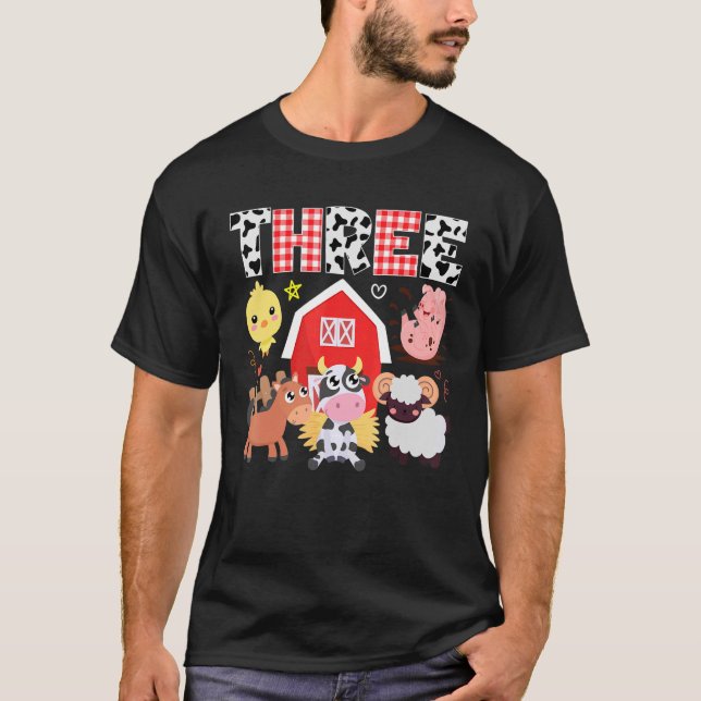 T-shirt 3rd Birthday Three Year Farm Theme Animals Birthda (Devant)