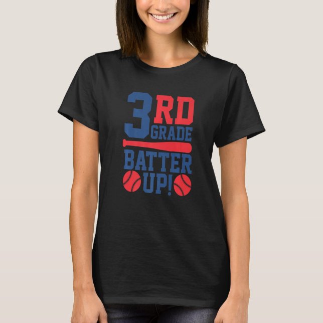 T-shirt 3rd Grade Back To School 3rd Grade Batter Up Baseb (Devant)