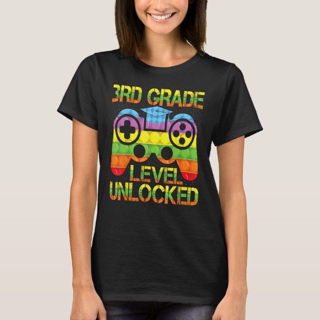 T-shirt 3rd Grade Level Unlocked Pop It Video Game Back To (Devant)