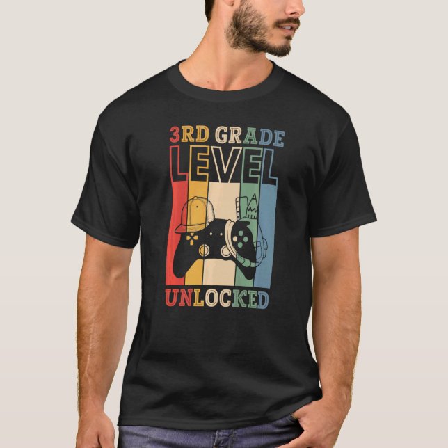 T-shirt 3rd Grade Level Unlocked VideoGame Back to School  (Devant)