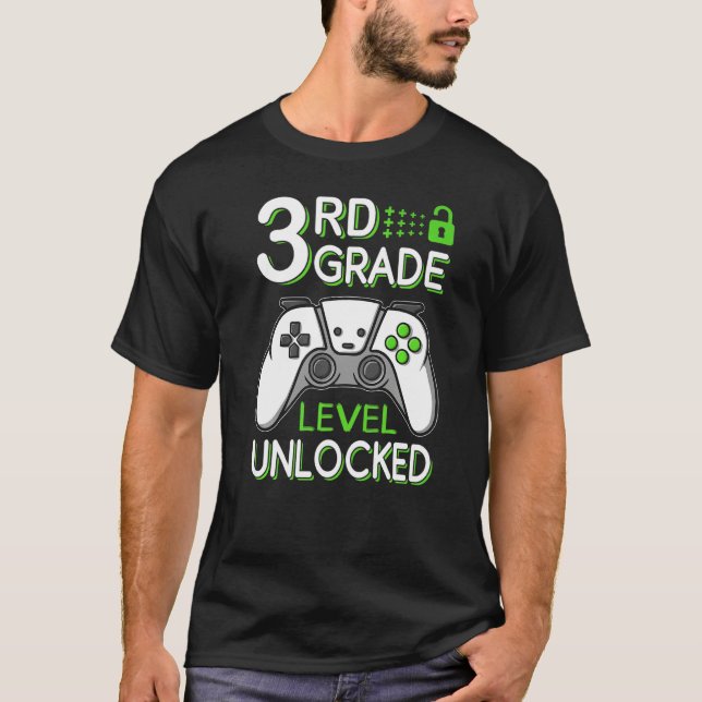 T-shirt 3rd Grade Level Unlocked VideoGame Gamer Back to S (Devant)