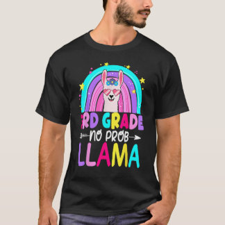 T-shirt 3rd Grade No Prob Llama Rainbow Back To School Tea