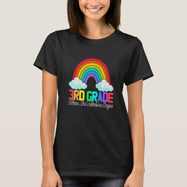 T-shirt 3rd grade rainbow leopard teacher team third grade (Devant)