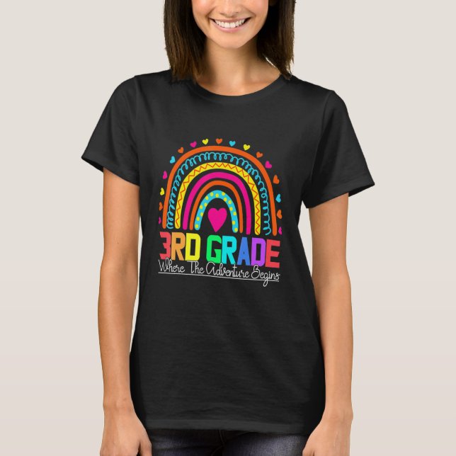 T-shirt 3rd grade rainbow leopard teacher team third grade (Devant)