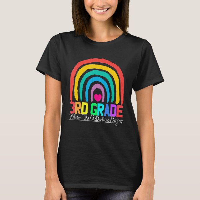 T-shirt 3rd grade rainbow leopard teacher team third grade (Devant)