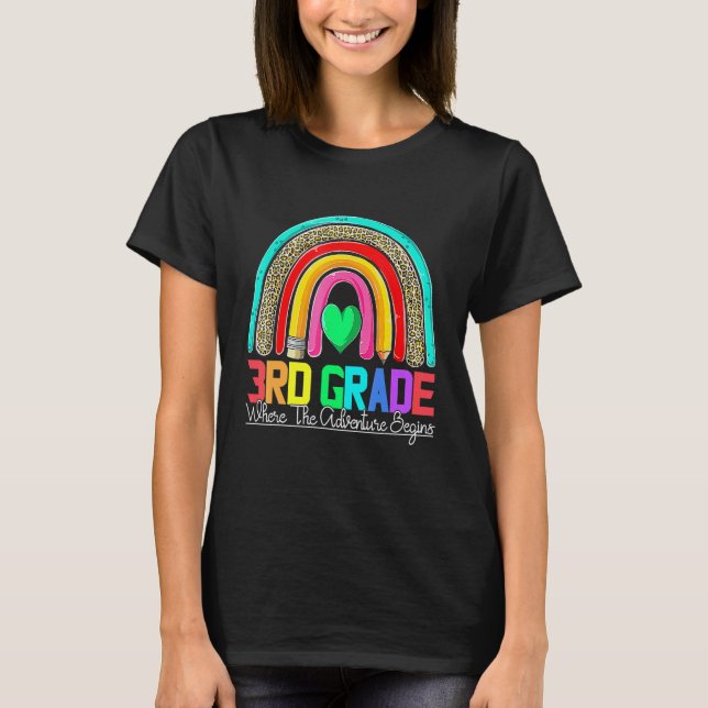 T-shirt 3rd grade rainbow leopard teacher team third grade (Devant)
