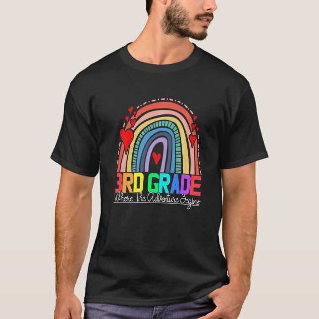 T-shirt 3rd grade rainbow leopard teacher team third grade (Devant)