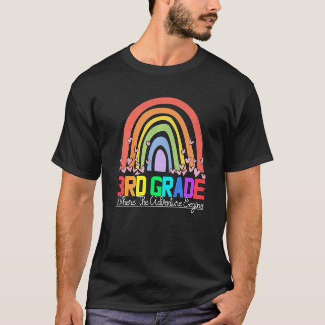 T-shirt 3rd grade rainbow leopard teacher team third grade (Devant)