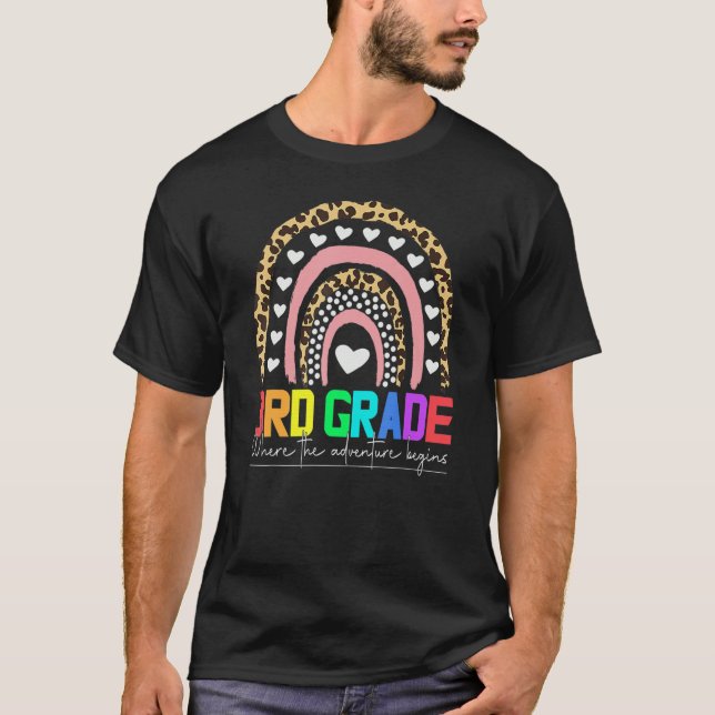 T-shirt 3rd grade rainbow leopard teacher team third grade (Devant)