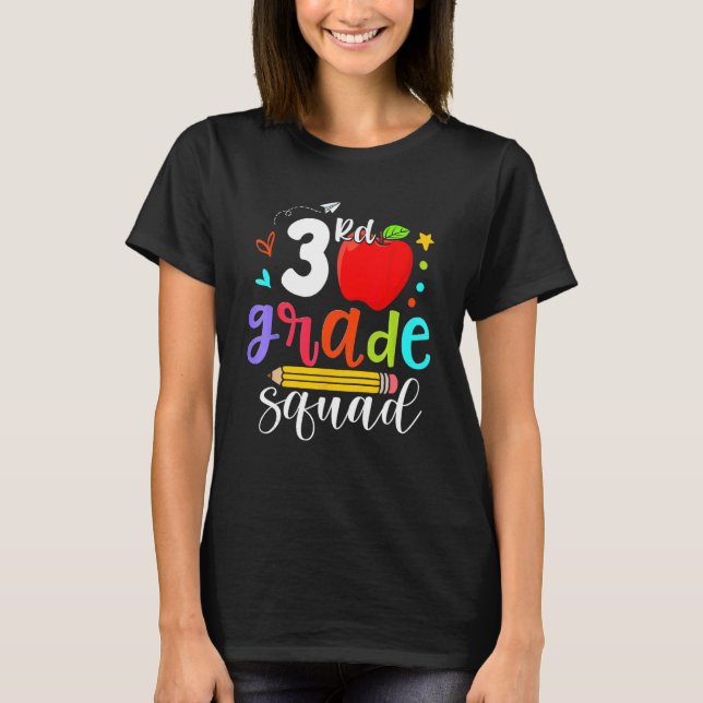T-shirt 3rd Grade Squad Third Teacher Student Team Back To (Devant)