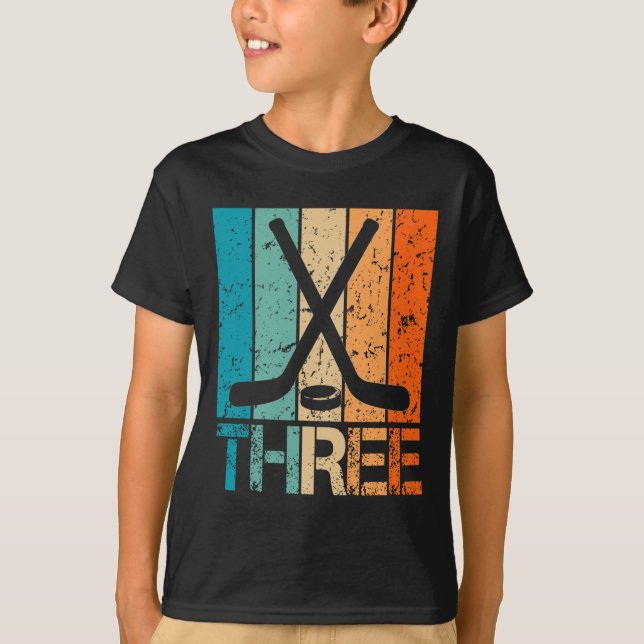 T-shirt 3rd Hockey Birthday 3 Year Old 3yr Boys Girl Birth (Devant)