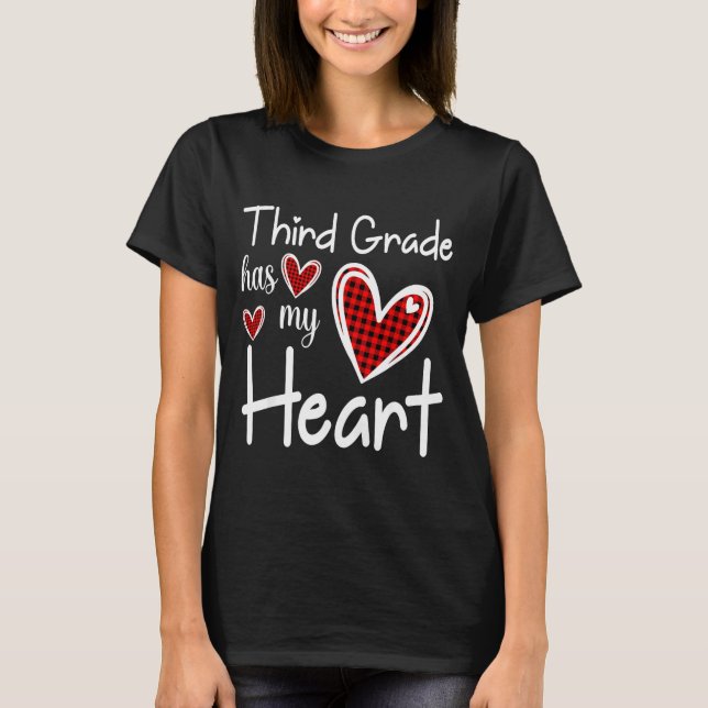 T-shirt 3rd Third Grade Has My Heart Buffalo Print Teacher (Devant)