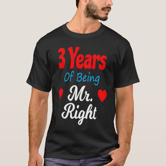 T-shirt 3rd Wedding Anniversary for Men Him Mr Right Husba (Devant)