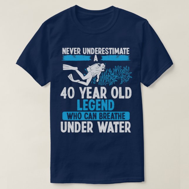 T-shirt 40 Anniversaire Plongée sous-marine Respire 40 Ans (Design devant)