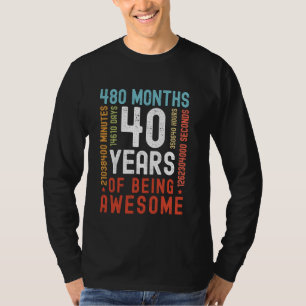 T-shirt 40 Ans 480 Mois D'Être Awesome Drôle 40th Bi