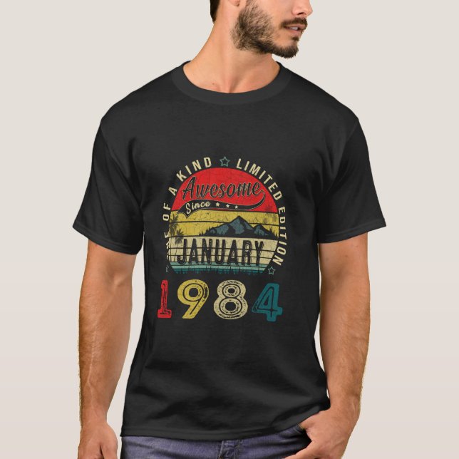 T-shirt 40 Ans Anniversaire Né En Janvier 1984 40e Anniver (Devant)