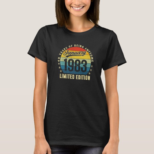 T-shirt 40 ans Awesome depuis janvier 1983 40e anniversair (Devant)