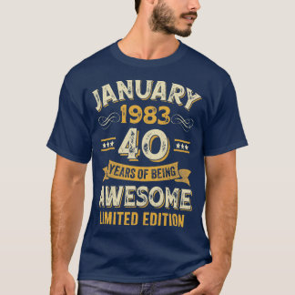 T-shirt 40 ans de Vintage fantastique Janvier 1983 40e ann