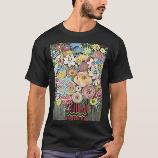 T-shirt 40 fleurs multicolores Rainbow Burst en rayures ro