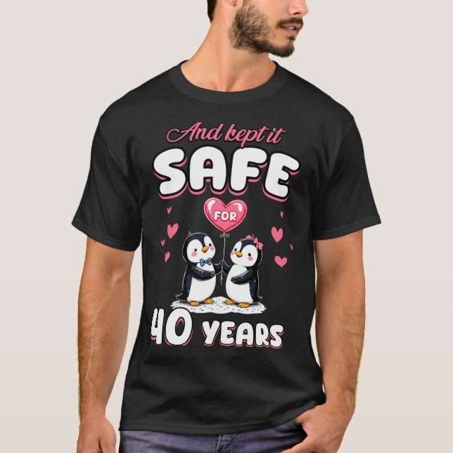 T-shirt 40 Years Wedding Anniversary Penguin Couples Match (Devant)