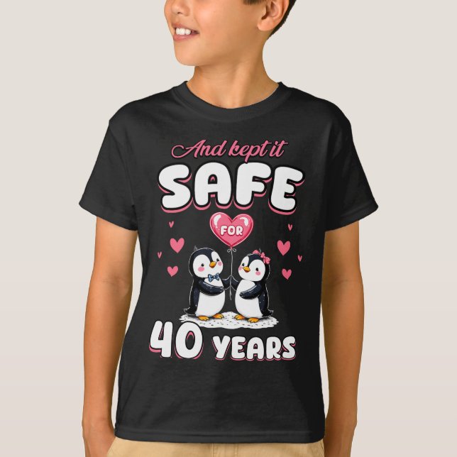 T-shirt 40 Years Wedding Anniversary Penguin Couples Match (Devant)