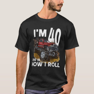 T-shirt 40e anniversaire Garçon Monster Camion J'ai 40 ans