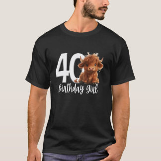 T-shirt 40e anniversaire Highland Cow Party Femmes Femme M